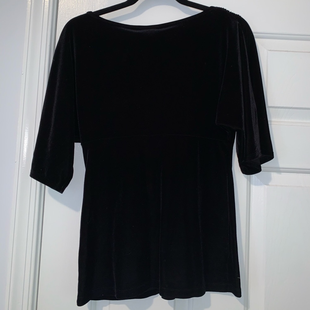 Ann Taylor Loft black velvet 3/4 sleeve top. - Picture 5 of 5